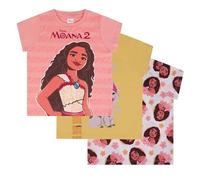 Disney Vaiana 2, Moana, Lot de 3 t-Shirts à Manches Courtes pour Filles - 100% Coton, Multicolor, 5-6 Ans: 116cm