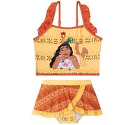 Disney Vaiana Maillot de Bain Fille 4 à 10 Ans, Maillot de Bain 2 Pieces avec Haut et Jupe Courte Tissu Élastique Cadeau Fille (7-8 Ans, Rouge/Orange Moana)