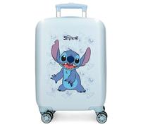 Disney Valise cabine Happy Stitch 50x33x20 cm – ABS léger et durable, fermeture à combinaison, Bleu