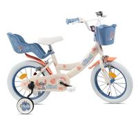 Disney Vélo 14'' Fille Licence Stitch de 2 Freins Caliper - Pneus Gonflables - Panier Avant - Porte-poupée arrière - Garde-Boue et 2 Stabilisateurs