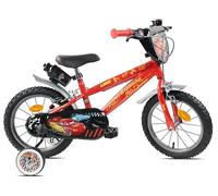 Disney Vélo 14'' garçon Cars de équipé de 2 Freins, Plaque Avant décorative, bidon arrière et stabilisateurs.