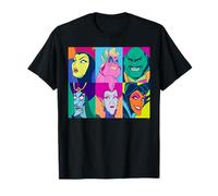 Disney Villains Group Retro Color Grid Collage T-Shirt