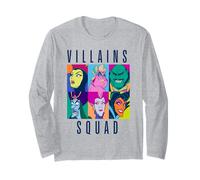 Disney Villains Squad Retro Color Grid Collage Manche Longue