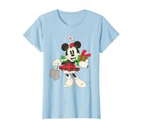 Disney Vintage Minnie Mouse Retro Holiday T-Shirt, Femme, Bleu Céleste, S