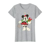 Disney Vintage Minnie Mouse Retro Holiday T-Shirt, Femme, Gris Chiné, S