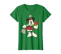 Disney Vintage Minnie Mouse Retro Holiday T-Shirt, Femme, Vert Kelly, XS