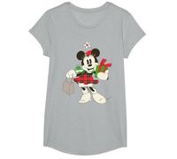 Disney Vintage Minnie Mouse Retro Holiday T-Shirt, Fille, Gris Chiné, S