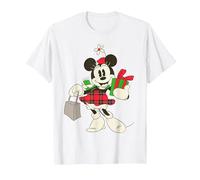 Disney Vintage Minnie Mouse Retro Holiday T-Shirt, Homme, Blanc, S