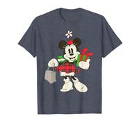 Disney Vintage Minnie Mouse Retro Holiday T-Shirt, Homme, Bleu Chiné, S