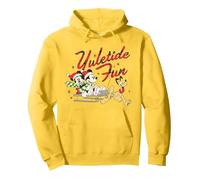 Disney Vintage Santa Mickey Minnie Pluto Yuletide Sweat à Capuche, Unisexe pour adultes, Citron, M