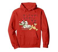 Disney Vintage Santa Mickey Minnie Pluto Yuletide Sweat à Capuche, Unisexe pour adultes, Rouge, S