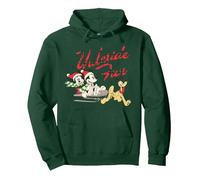 Disney Vintage Santa Mickey Minnie Pluto Yuletide Sweat à Capuche, Unisexe pour adultes, Vert Forêt, S
