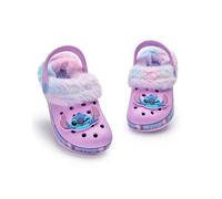 Disney Lilo & Stitch Girls Sabots | Slip-Ons en Caoutchouc pour Enfants avec breloque de Personnage Stitch en Violet | Sandales doublées de Fourrure pour Enfants avec Bride de Talon et imprimé Fleur