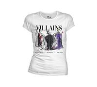 Disney Walt Villains Femme T-Shirt Manches Courtes Blanc S 100% Coton Regular/Coupe Standard