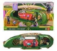 Mattel Universal Pictures Wicked Coffret Train de la Cité d’Émeraude du Film d’Universal Pictures avec Petite poupée Elphaba, 3 espaces de Jeu et 14 Accessoires inspirés du Film, JKM07