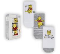 Disney Winnie l'ourson Chaussettes Mixte Bébé 3 Paires Coffret Cadeau Gris et Blanc