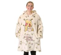Disney Winnie l'ourson Couverture portable a capuche pour femme | Pull a capuche beige pour adultes avec personnage d'ours en peluche et bourdon partout imprime