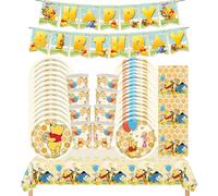 Disney Winnie l'ourson fête d'anniversaire ensemble de vaisselle tasse assiettes gâteau nappe feuille ballon pour enfants Winnie fête Supplie faveurs Assiette de 7 pouces - 10 pièces