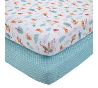 Disney Winnie l'Ourson First Best Friends Lot de 2 draps-housses pour berceau Bleu/jaune/doré