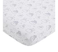 Disney Winnie l'ourson Hello Sunshine Drap-Housse Gris et Blanc Nuage pour Chambre d'enfant avec porcelet et Tigre, Gris, Blanc, 71 x 132 cm (Lot de 1)