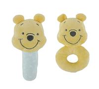 Disney Winnie l'ourson Lot de 2 hochets assortis en peluche douce et moelleuse, hochet intégré pour stimulation sensorielle, couleurs vives et détails complexes