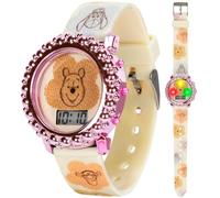 Disney Winnie l'ourson Montre LCD pour Enfants avec éclairage LED et | Écran LCD transparent, lumière LED colorée, bracelet en silicone imprimé doux et boîte de collection prête à offrir