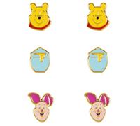 Disney Winnie l'ourson SF00469YL Ensemble de boucles d'oreilles Trio Jaune, rose et bleu, taille unique, Laiton, Pas de gemme