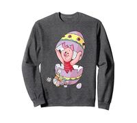 Disney Winnie the Pooh Piglet Easter Egg Sweatshirt, Unisexe pour adultes, Chiné Foncé, S