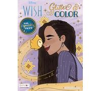 Disney Wish Livre de coloriage de 32 pages avec pages décoratives pailletées sur 4 pages, 4 pages de tableau en couleur et pages à colorier standard, 100e anniversaire de Disney, Bendon 58700