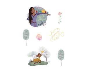 Disney Wish Sticker mural - Magic in every Wish - Taille 50 x 70 cm - Sticker mural pour chambre d'enfant Rose