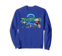 Disney Zootopia 2 Illustrated Characters and Logo Sweatshirt, Unisexe pour adultes, Bleu Royal, S