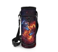 DISNIMO Flame Wolf Porte-bouteille d'eau pour femme/fille avec bandoulière en néoprène pour la marche, la randonnée, le camping