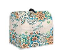 DISNIMO Housse de mixeur sur socle bohème à motif floral libellule compatible avec mélangeur de cuisine de 6 à 8 litres, housse anti-poussière avec poignée supérieure et poches