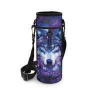 DISNIMO Porte-bouteille d'eau Galaxy Wolf avec bandoulière et poche de grande capacité pour le sport, les voyages et les activités de plein air