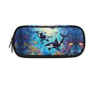 DISNIMO Trousse à crayons grande capacité pour filles et garçons, Baleine tueuse., Organiseur de sac