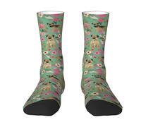 DISNIMOO Border Terrier Chaussettes de compression pour chien Motif floral Unisexe, Comme indiqué sur la photo, Taille unique