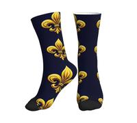 DISNIMOO Chaussettes de sport unisexes - Motif fleur de lys - Bleu, Comme indiqué sur la photo, Taille unique