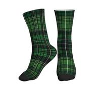 DISNIMOO Chaussettes de sport unisexes - Vert/noir - Tartan - Loisirs de plein air, Comme indiqué sur la photo, Taille unique