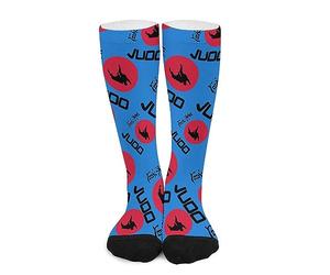 DISNIMOO Chaussettes montantes unisexes avec motif drapeau du judo du Japon sur le mollet - Chaussettes longues athlétiques décontractées, Comme indiqué sur la photo, Taille unique