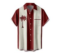 DISNIMOO, Chemises de bowling vintage pour homme - Chemises boutonnées 1950s rétro décontractées - Style rockabilly - Manches courtes - Coupe régulière - Chemises hawaïennes, L