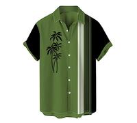 DISNIMOO, Chemises de bowling vintage pour homme des années 1950 - Chemises décontractées boutonnées style rockabilly - Manches courtes - Coupe régulière - Chemises hawaïennes, XXL