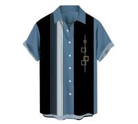 DISNIMOO, Chemises de bowling vintage pour homme des années 1950 - Chemises décontractées boutonnées style rockabilly - Manches courtes - Coupe régulière - Chemises hawaïennes, M