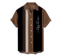 DISNIMOO, Chemises vintage pour homme années 1950 - Chemises rétro décontractées à manches courtes style rockabilly - Chemises hawaïennes à coupe régulière, M