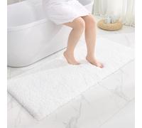 Disolla Tapis de salle de bain à poils longs 61 x 178 cm en peluche douce, épais, long, antidérapant, ultra absorbant pour salle de bain principale, blanc