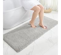Disolla Tapis de salle de bain extra doux et absorbant en microfibre, tapis de bain antidérapant à poils longs, 61 x 122 cm, gris