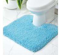 Disolla Tapis de toilette épais et antidérapant en forme de U et absorbant - 55,9 x 61 cm - Bleu sarcelle