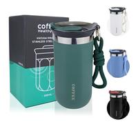 Disoza 340 ML Gobelet Isotherme Vert Dégradé avec Paille - Tasse à Café Mug Canette