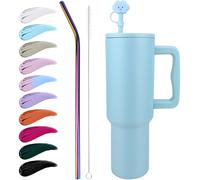 Disoza Gobelet Isotherme 1.2L Avec Paille - Acier Inoxydable - Tasse Isotherme - Gourde Avec Paille - 40 Oz - Bleu