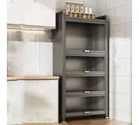 Dispensa Moderne 40 cm Meuble de Cuisine Mobile 5 Niveaux Micro-Ondes et Étagère à Vin Gain de Place Étagère de Rangement pour Cuisine et Petits Espaces