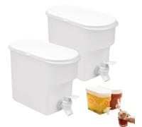 Dispensateur de boisson avec robinet pour réfrigérateur, distributeur de boissons en plastique transparent 2pcs avec couvercle à l'épreuve, contenant la cruche à eau pour le jus glacé la limonad